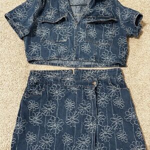 Lulu's Blue Floral Denim Set